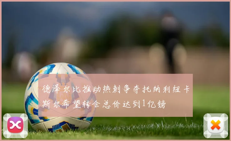 德泽尔比推动热刺争夺托纳利纽卡斯尔希望转会总价达到1亿镑